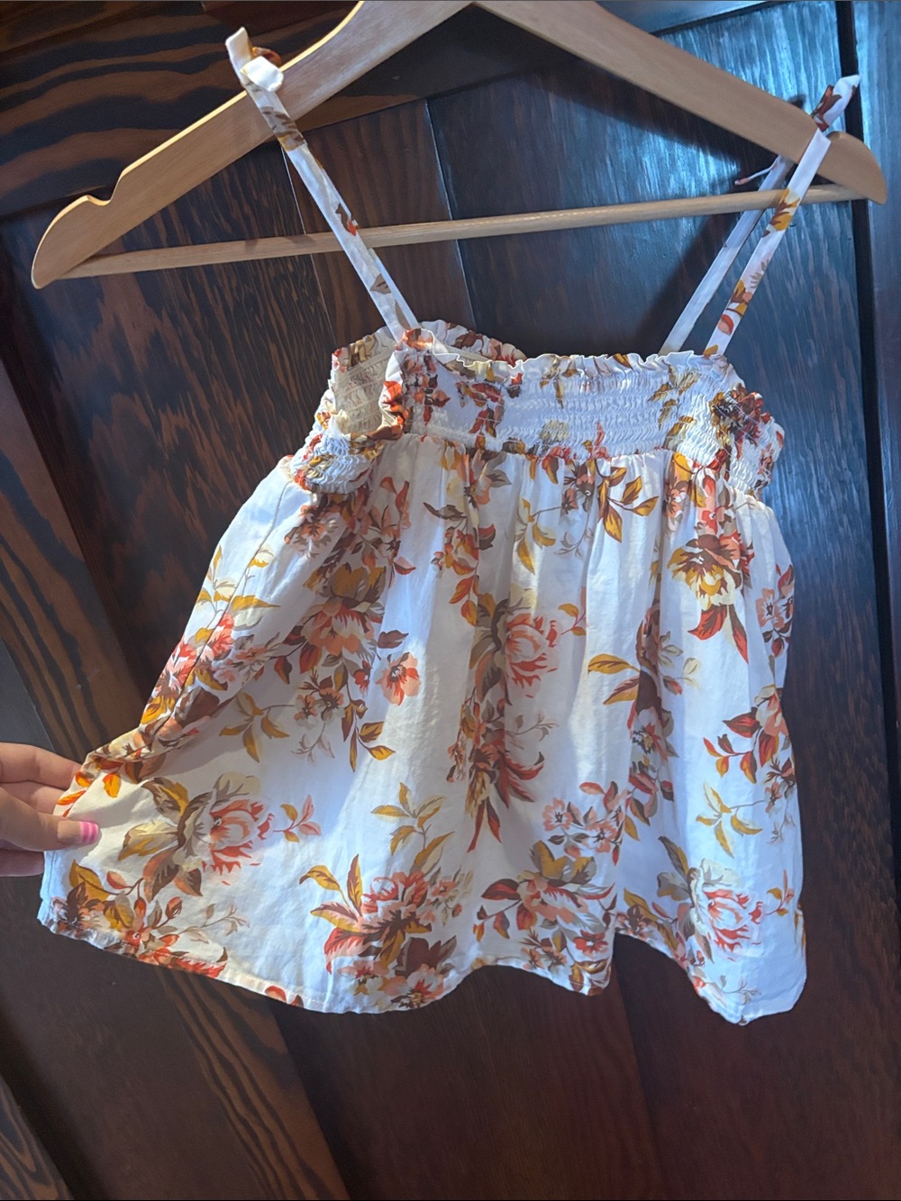 Janie and Jack White Floral Smocked Cami with Orange and Yellow Flowers